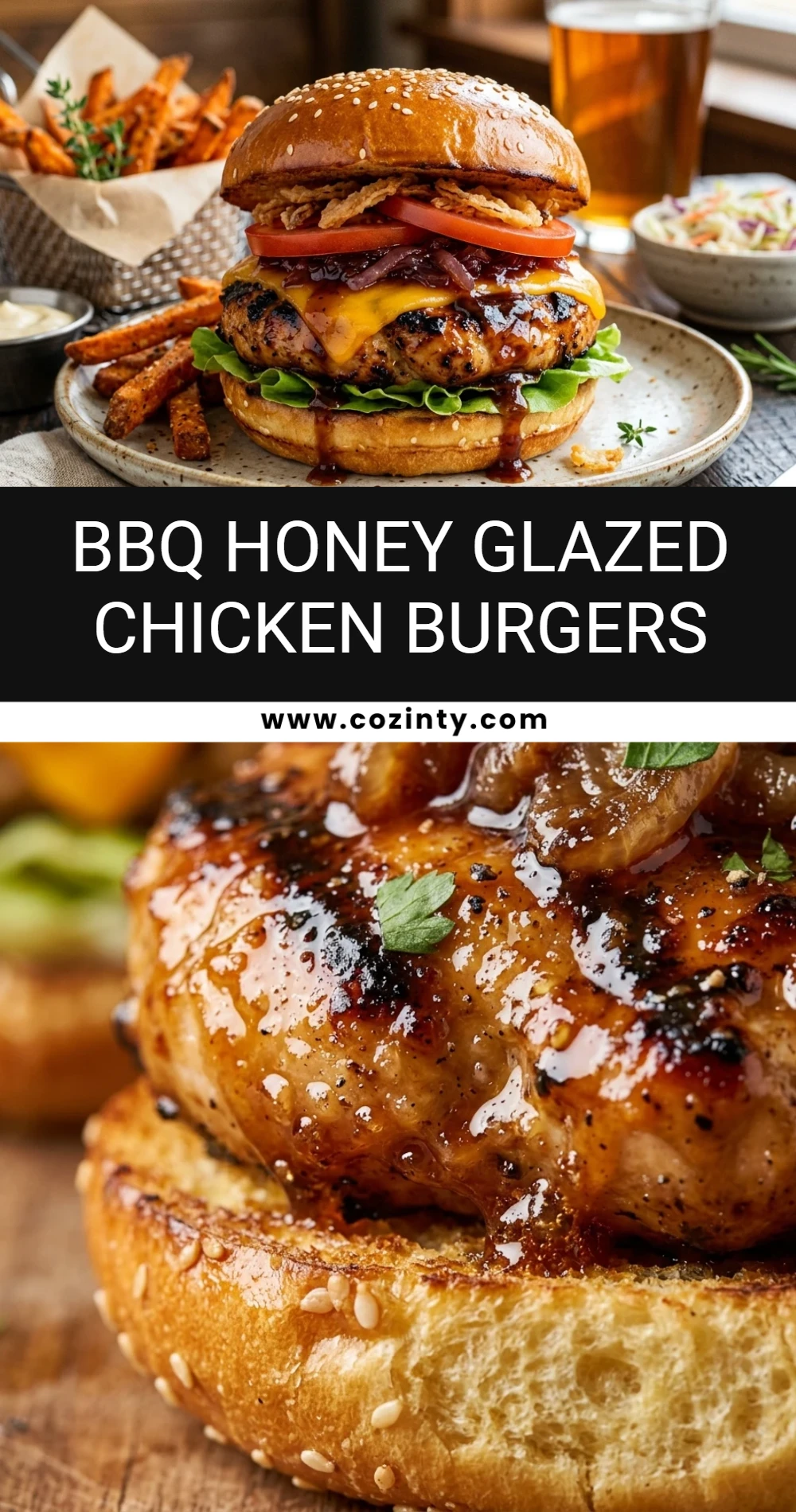 BBQ Honey Glazed Chicken Burgers