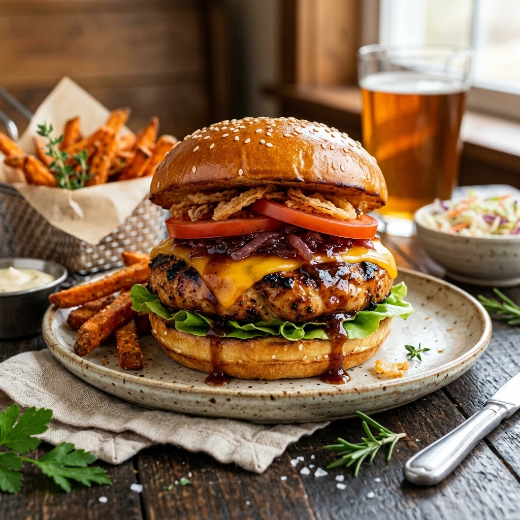 BBQ Honey Glazed Chicken Burgers