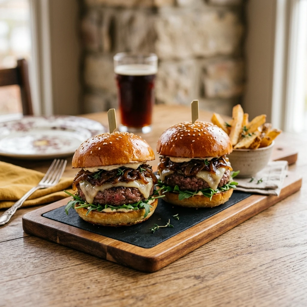 Caramelized Onion And Beef Sliders
