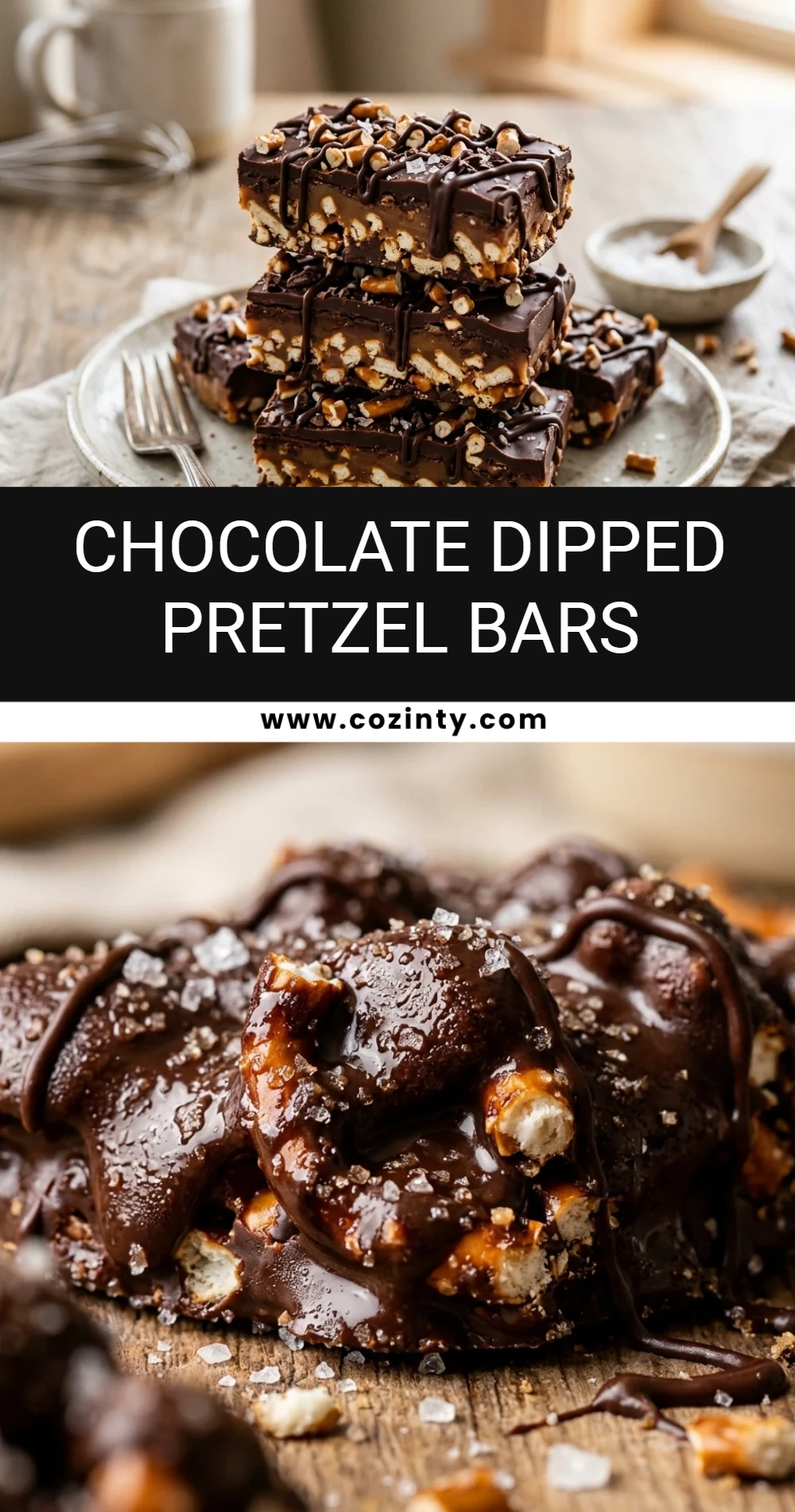 Chocolate Dipped Pretzel Bars