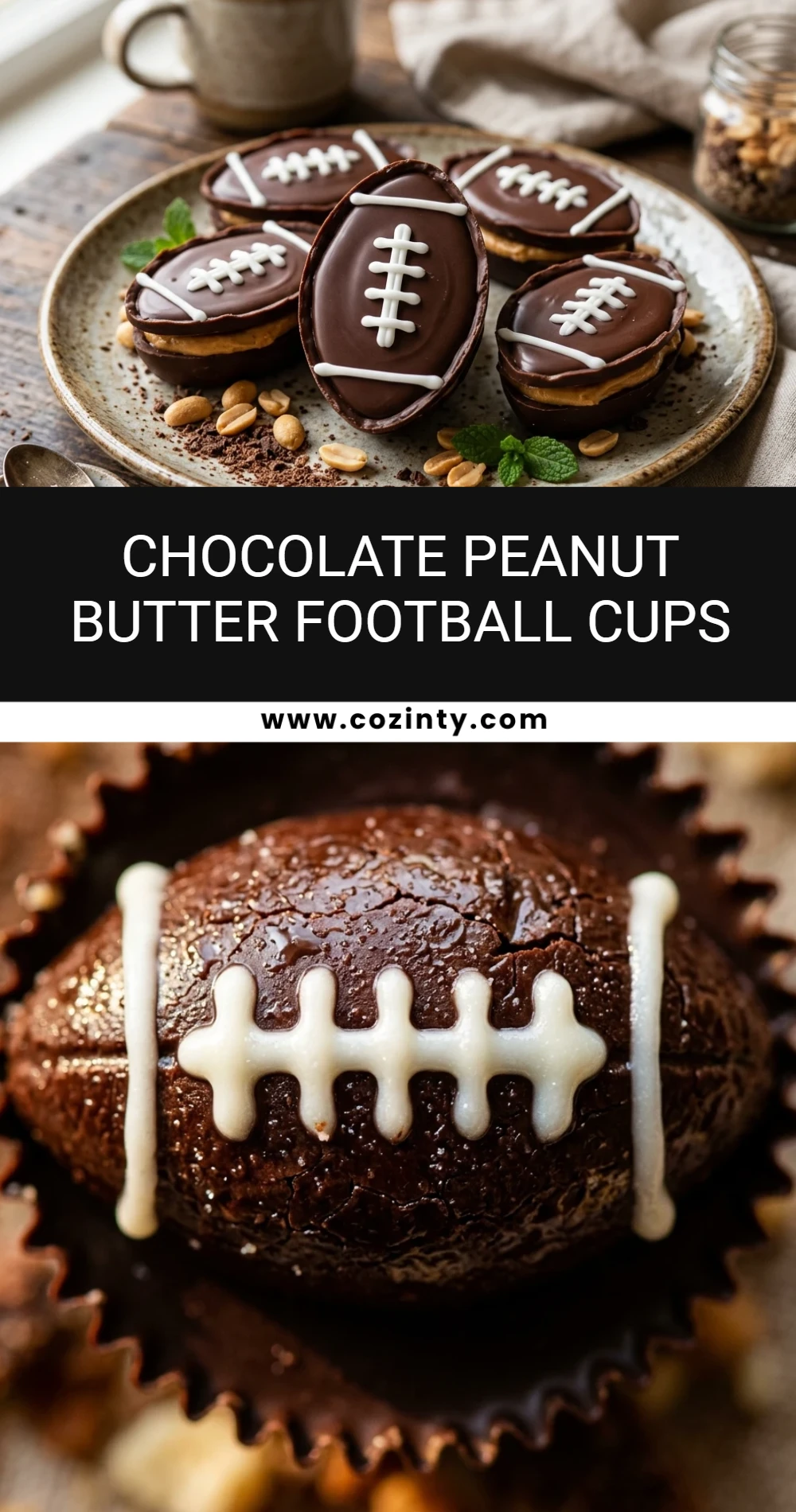 Chocolate Peanut Butter Football Cups
