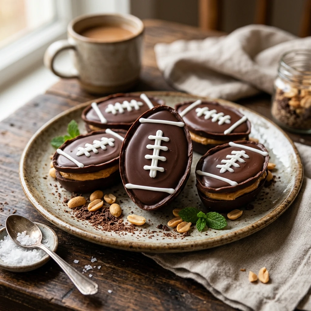 Chocolate Peanut Butter Football Cups