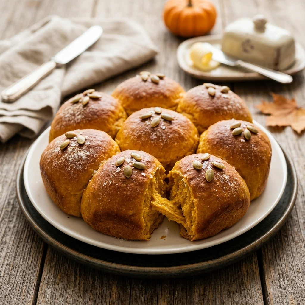 Creamy Soft Pumpkin Dinner Rolls