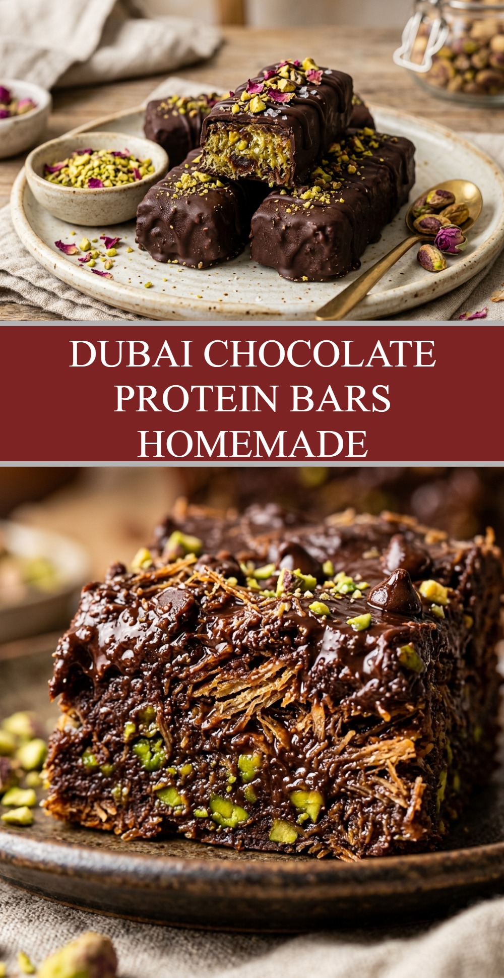 Dubai Chocolate Protein Bars Homemade