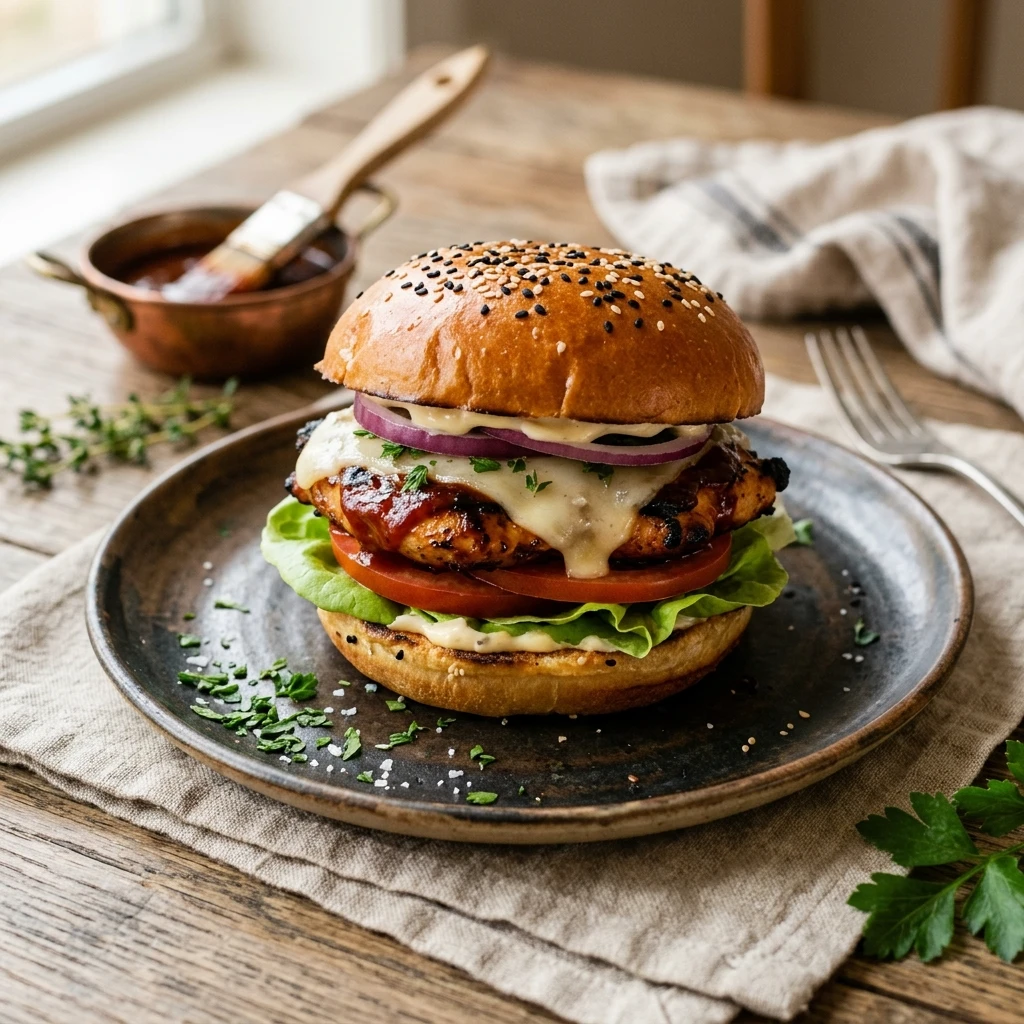 Easy BBQ Maple Chicken Burgers