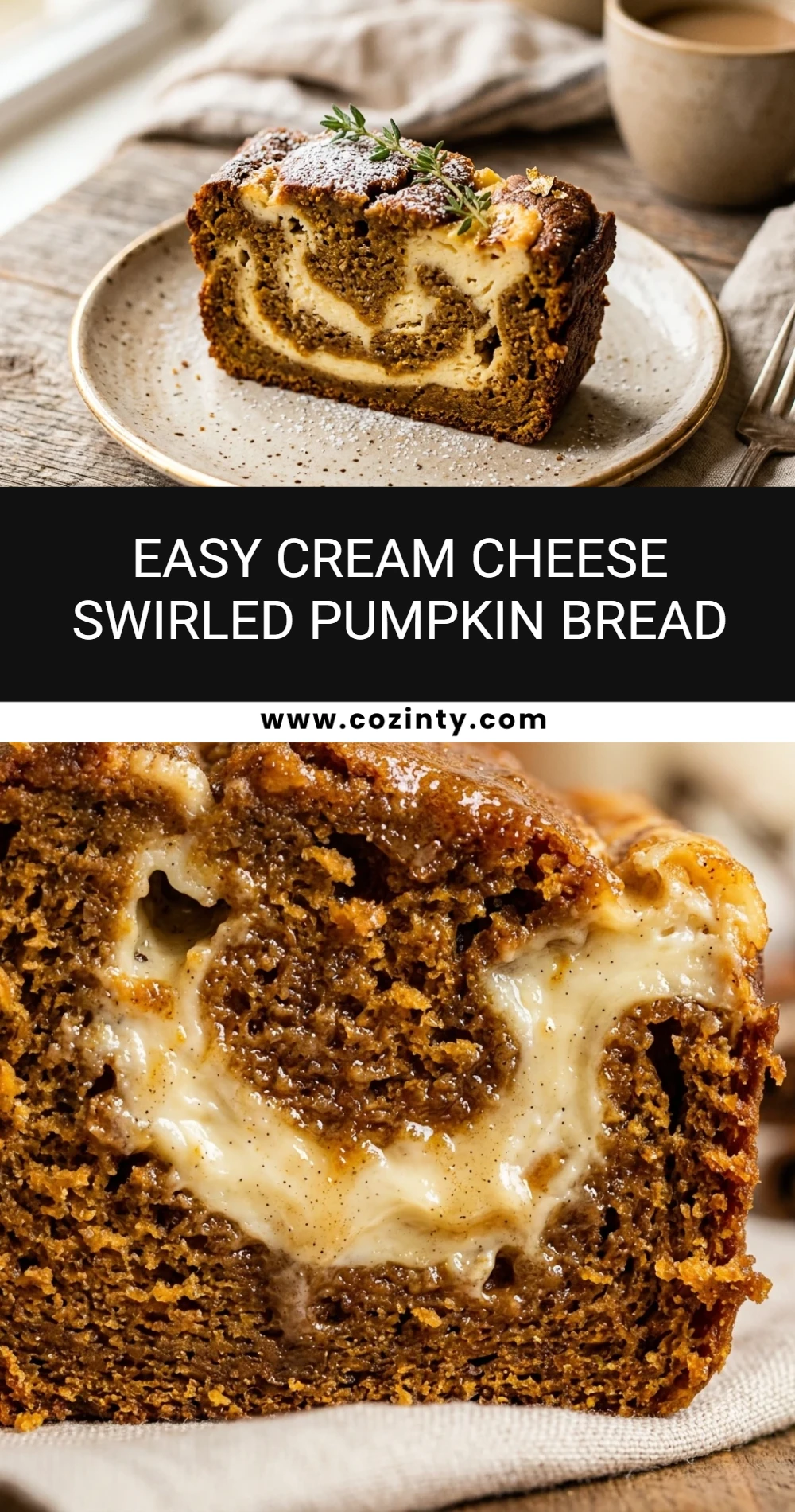 Easy Cream Cheese Swirled Pumpkin Bread