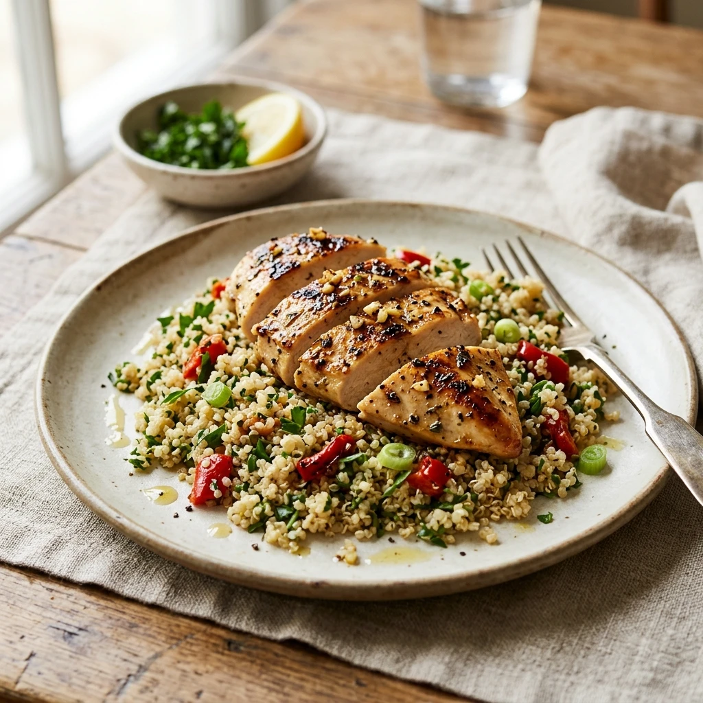 Easy High Protein Garlic Chicken And Quinoa