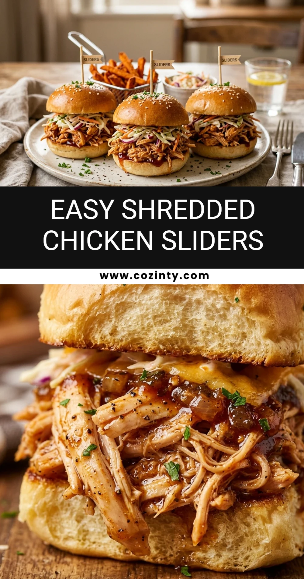 Easy Shredded Chicken Sliders