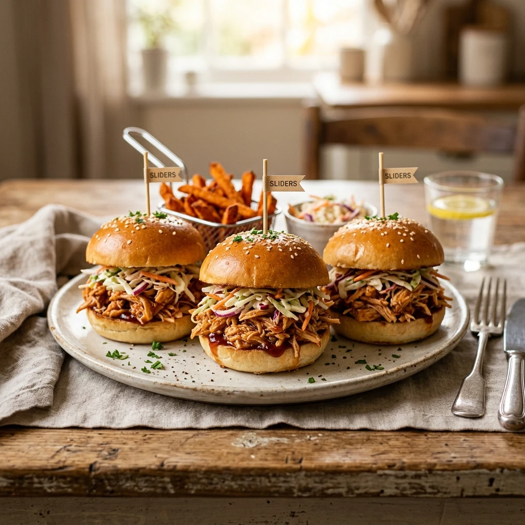Easy Shredded Chicken Sliders