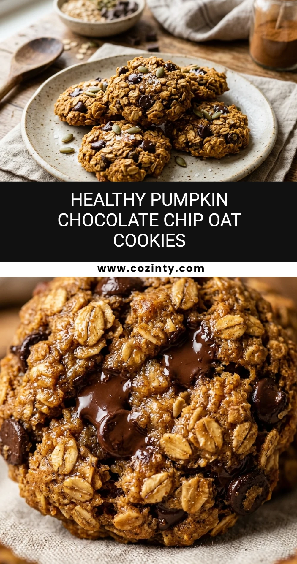 Healthy Pumpkin Chocolate Chip Oat Cookies