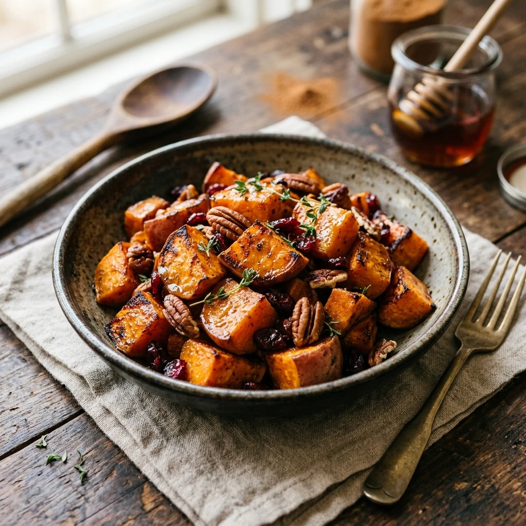 Maple Cinnamon Roasted Sweet Potatoes