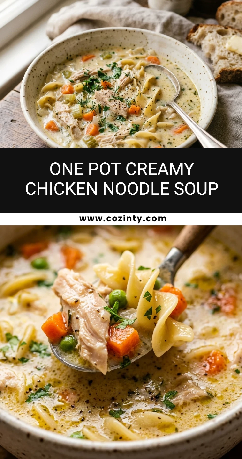 One Pot Creamy Chicken Noodle Soup