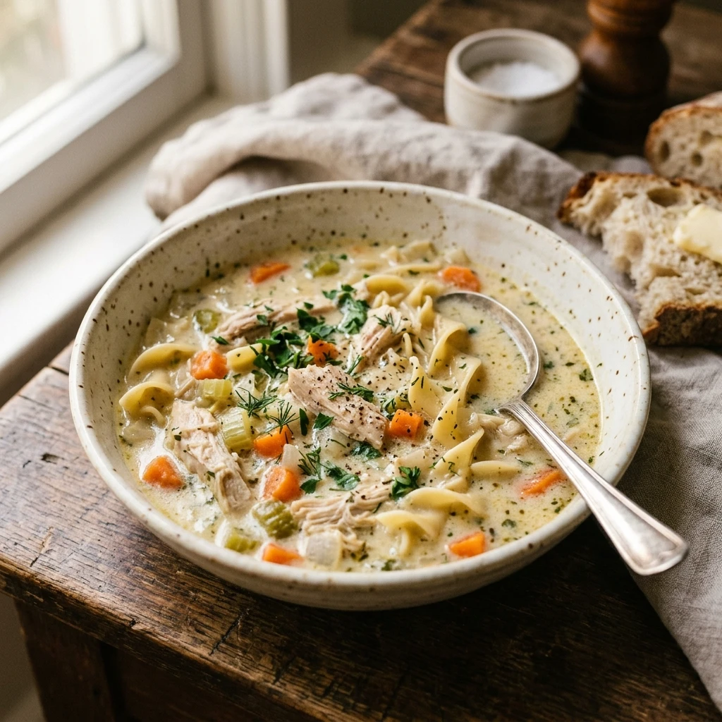 One Pot Creamy Chicken Noodle Soup