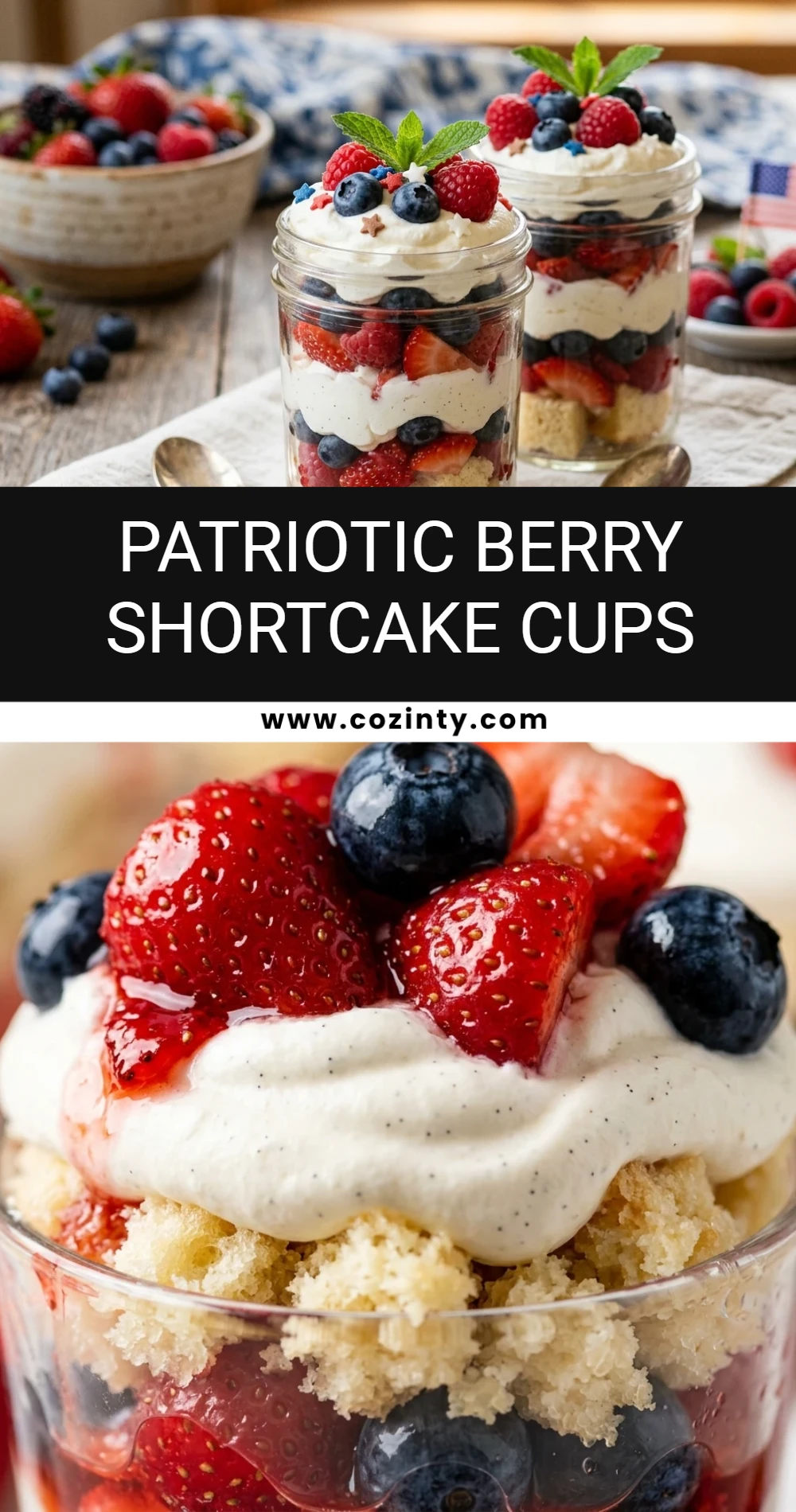 Patriotic Berry Shortcake Cups