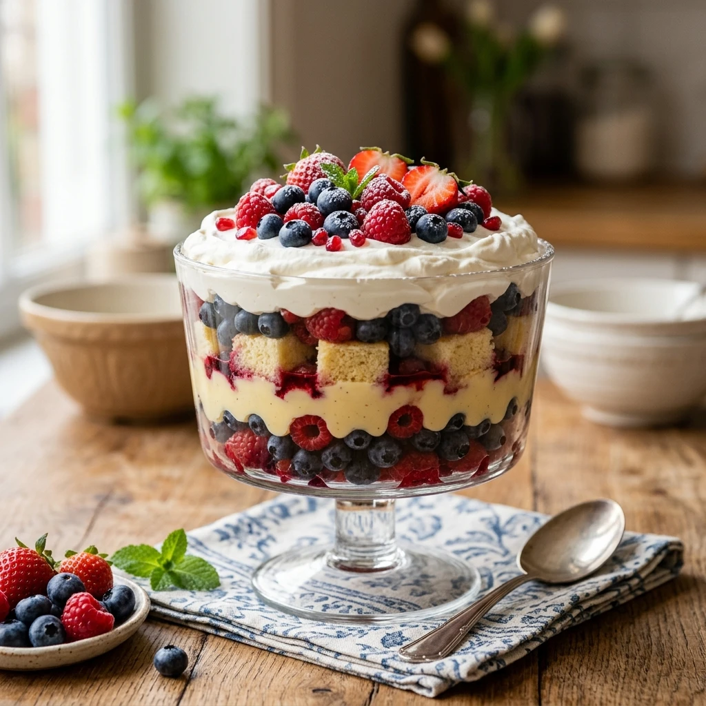Red White Blue Berry Trifle
