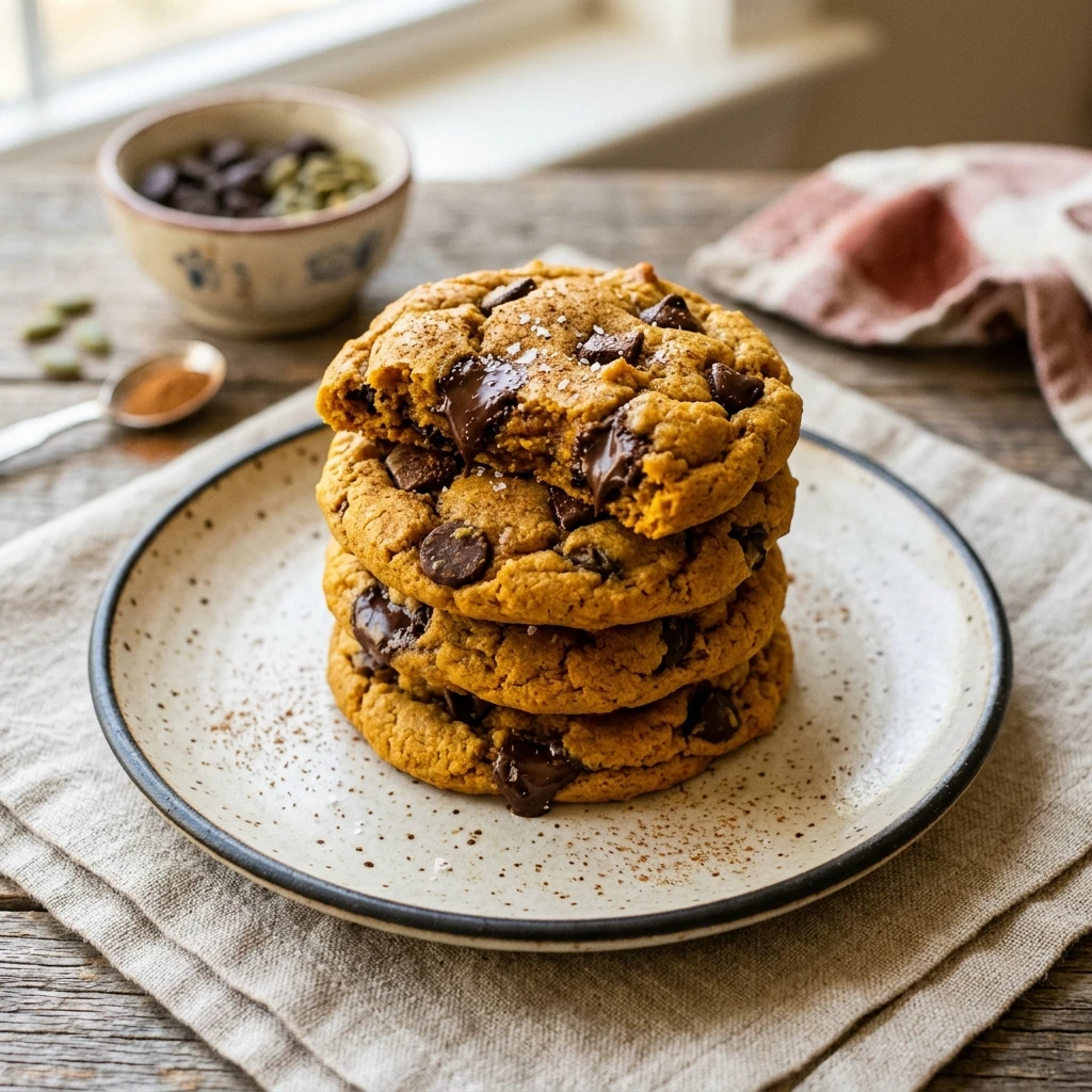 Soft Baked Pumpkin Chocolate Chip Cookies