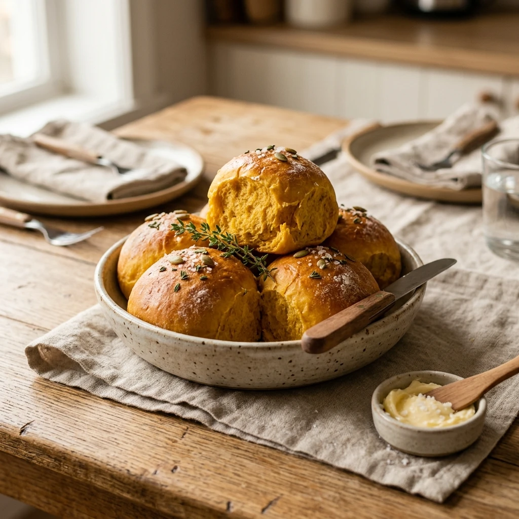 Soft Pumpkin Dinner Rolls
