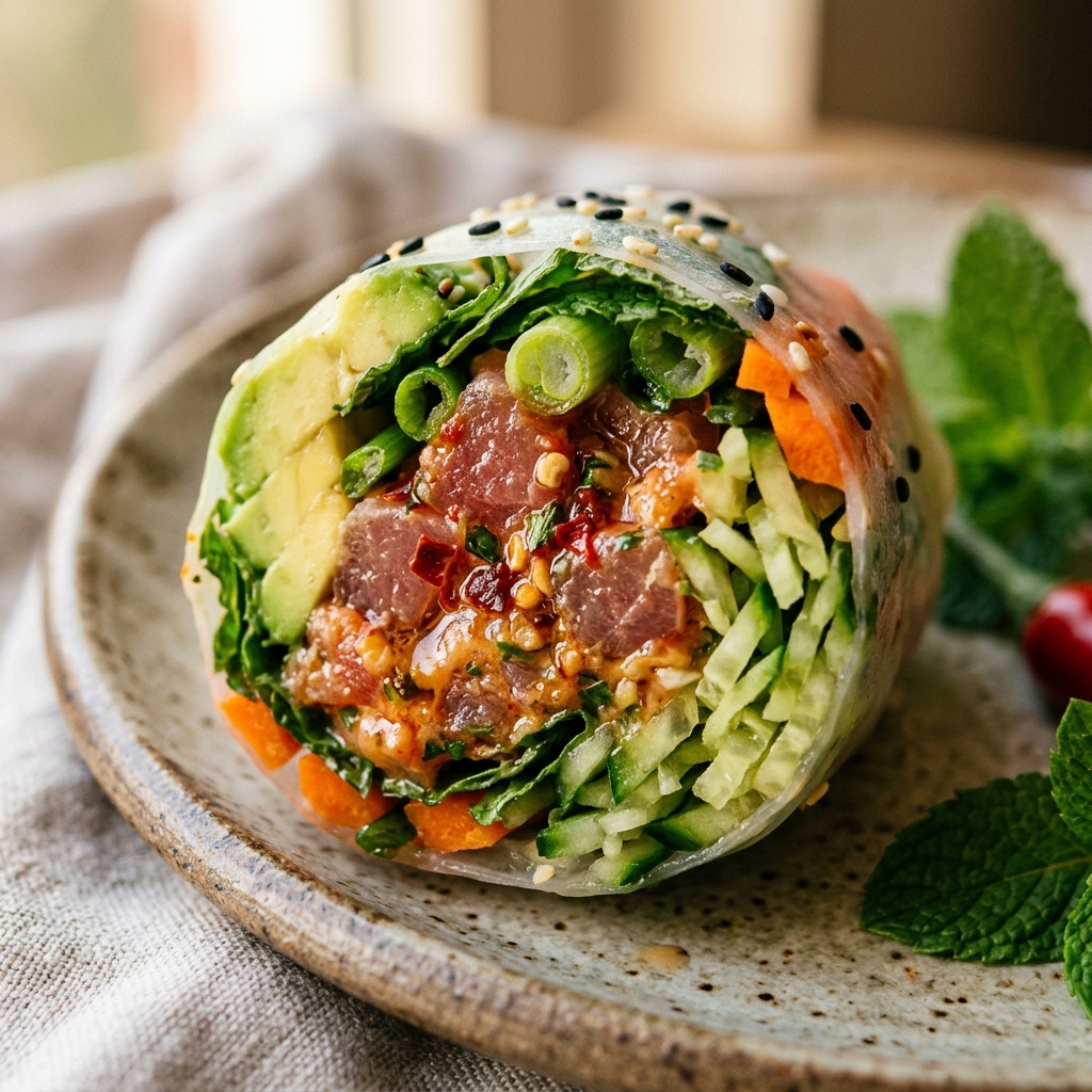 Spicy Tuna Rice Paper Rolls High Protein